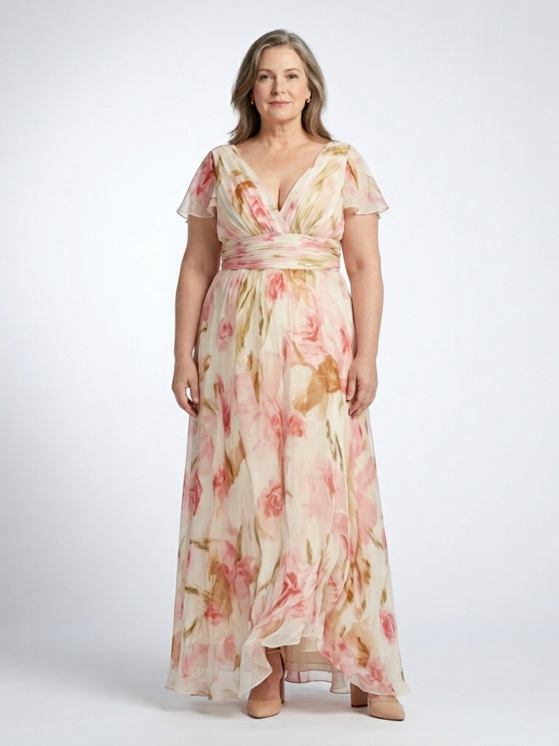 elara maxi dress DECMARKDOWN2024 All Seasons Color Elegant Floral Sweetheart Maxi Robe Size:2XL/3XL