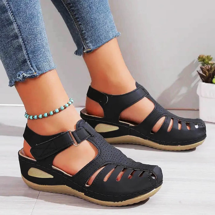 Delphine™ | Closed-Toe Wedge Sandals