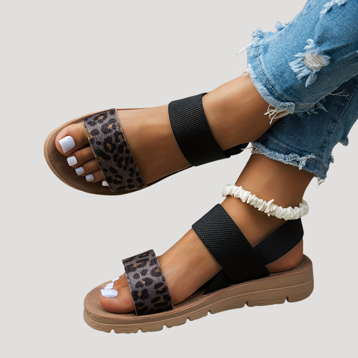 Cassandra™ | Leopard Print Cross-Strap Sandal for Easy Summer Days