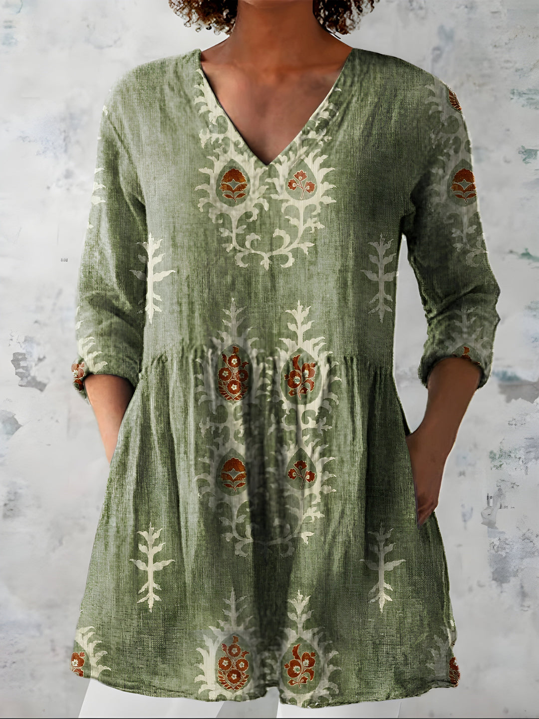Everly™ Long Blouse with V-Neck