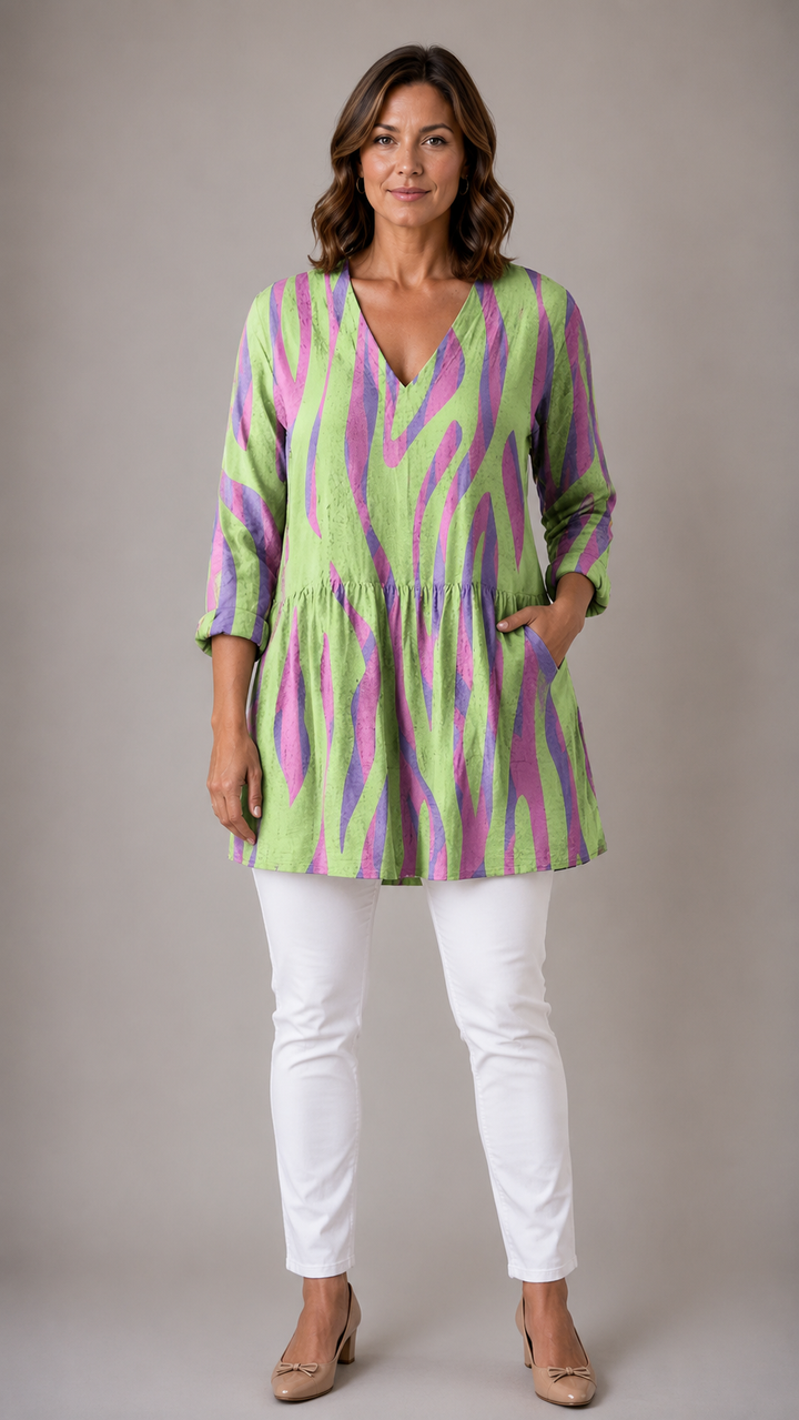 Lyla™ Long Blouse with V-Neck