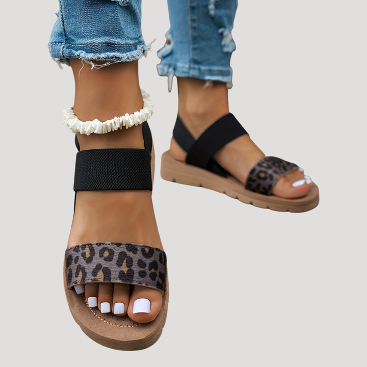 Cassandra™ | Leopard Print Cross-Strap Sandal for Easy Summer Days