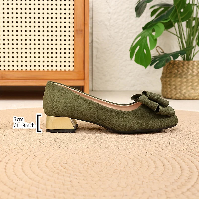 Grecia Bow Block Heel Pumps