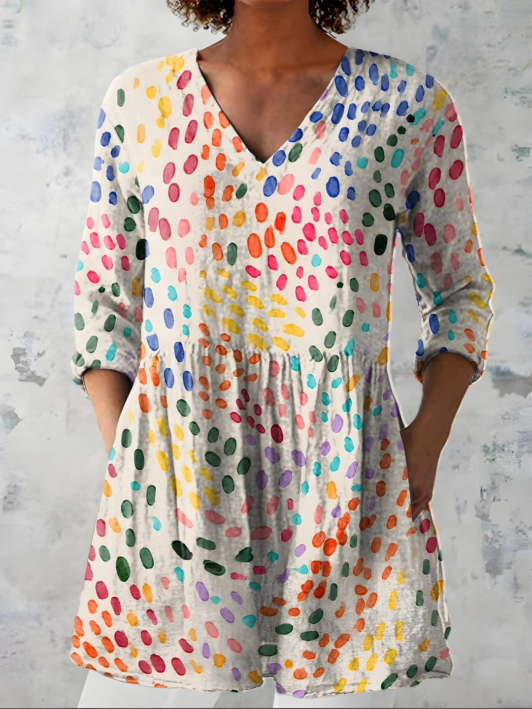 Everlee™ Long Blouse with V-Neck