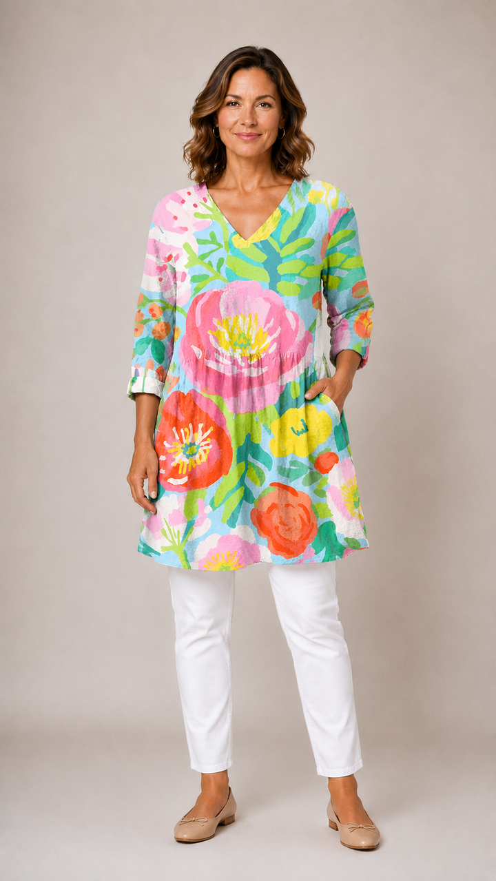 Valerie™ Long Blouse with V-Neck