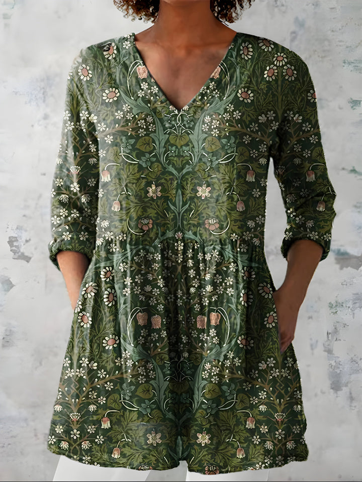 Cecelia™ Long Blouse with V-Neck