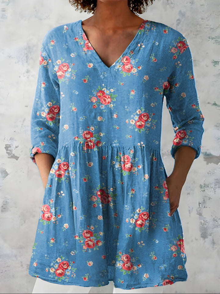 Lucia™ Long Blouse with V-Neck