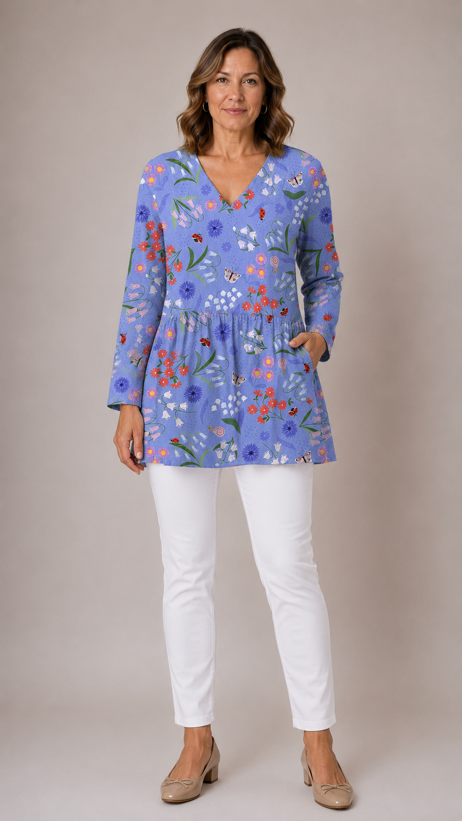 Josie™ Long Blouse with V-Neck