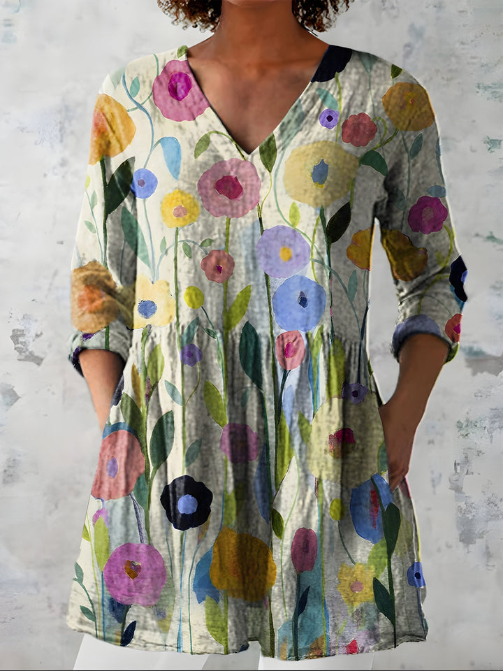 Nellie™ Long Blouse with V-Neck
