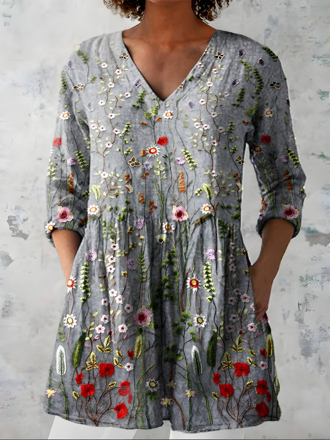 Audrey™ Long Blouse with V-Neck