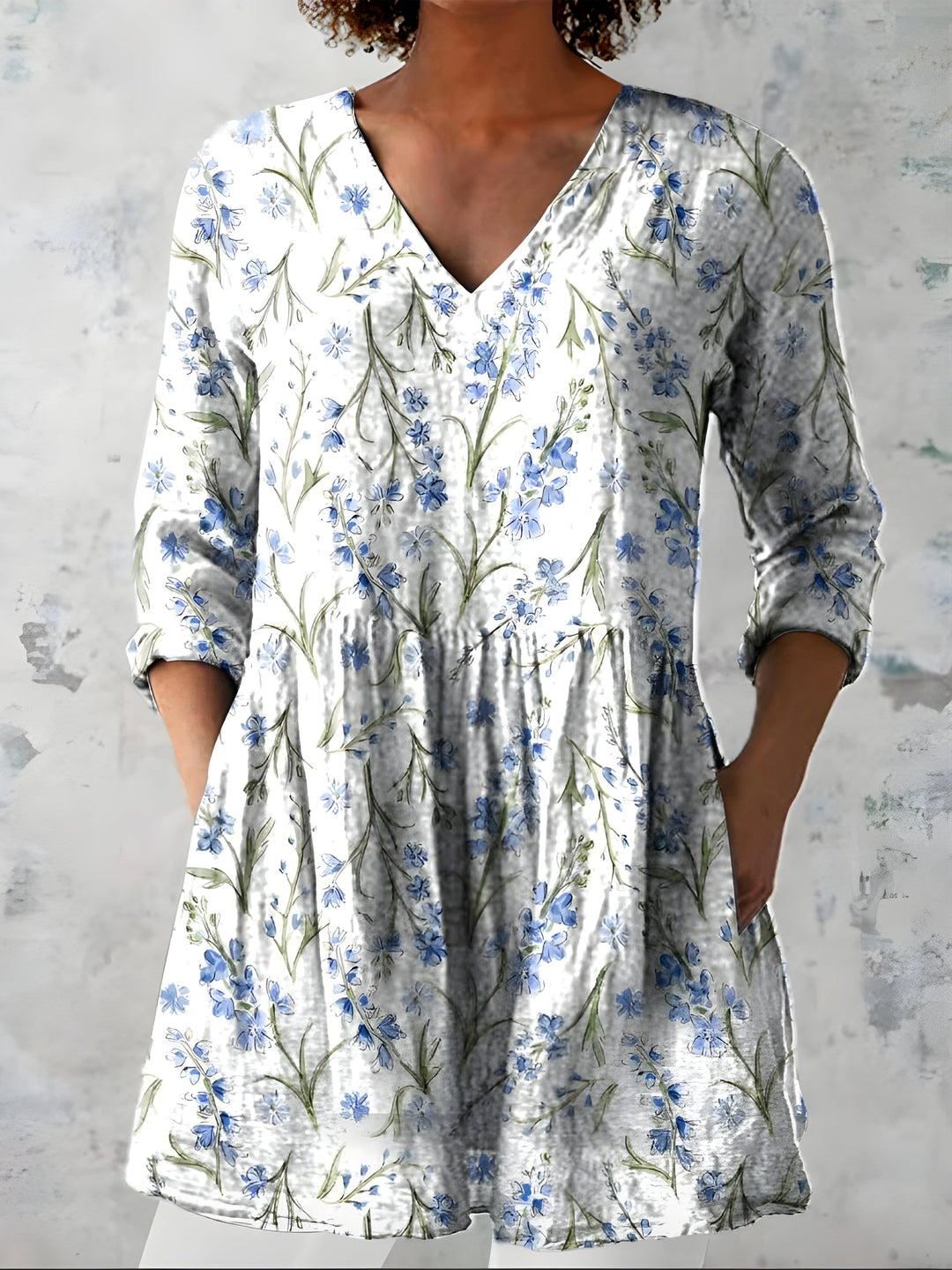 Lenora™ Long Blouse with V-Neck