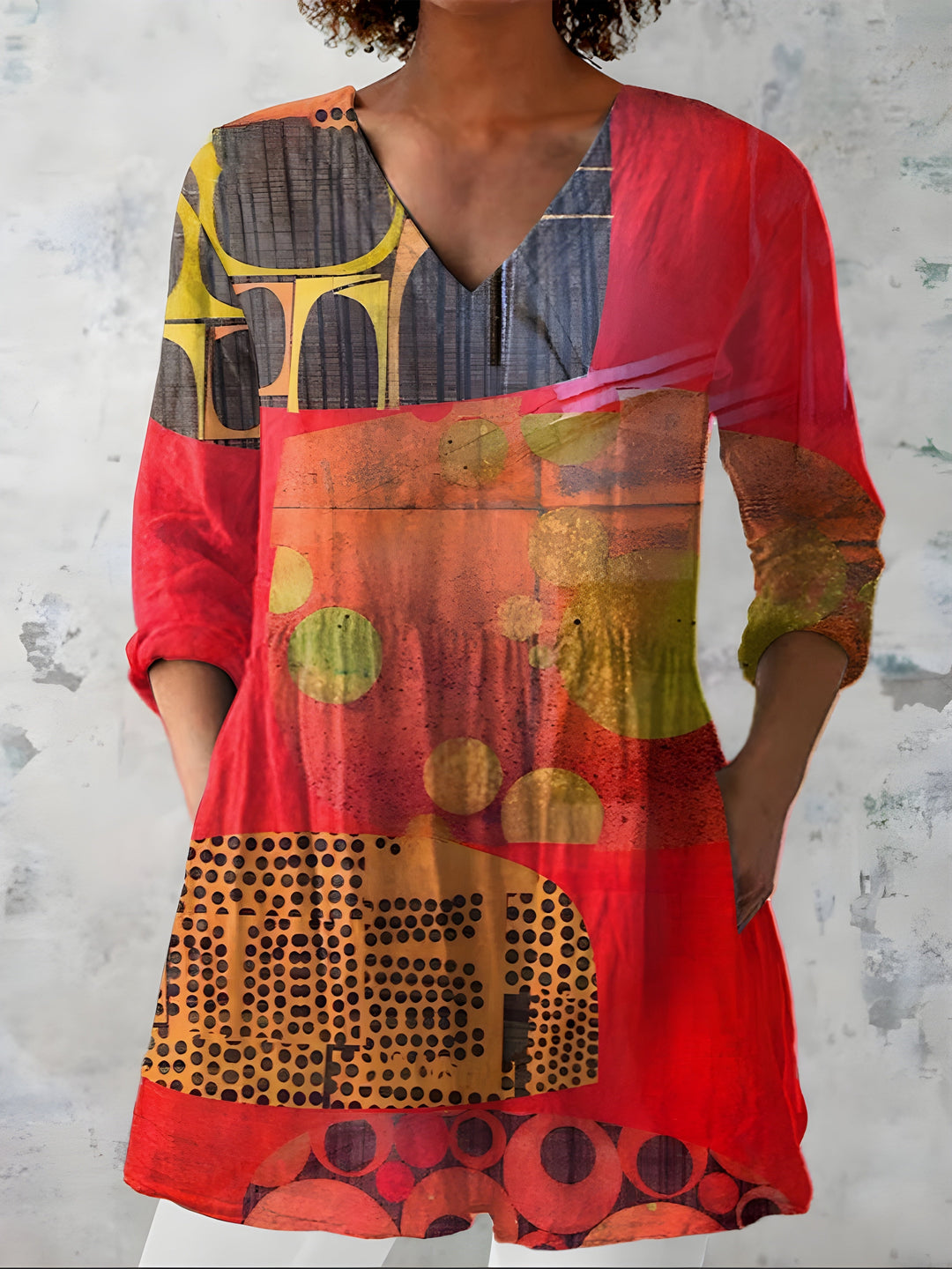 Maria™ Long Blouse with V-Neck