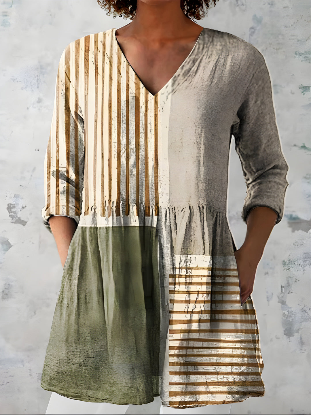 Natalie™ Long Blouse with V-Neck