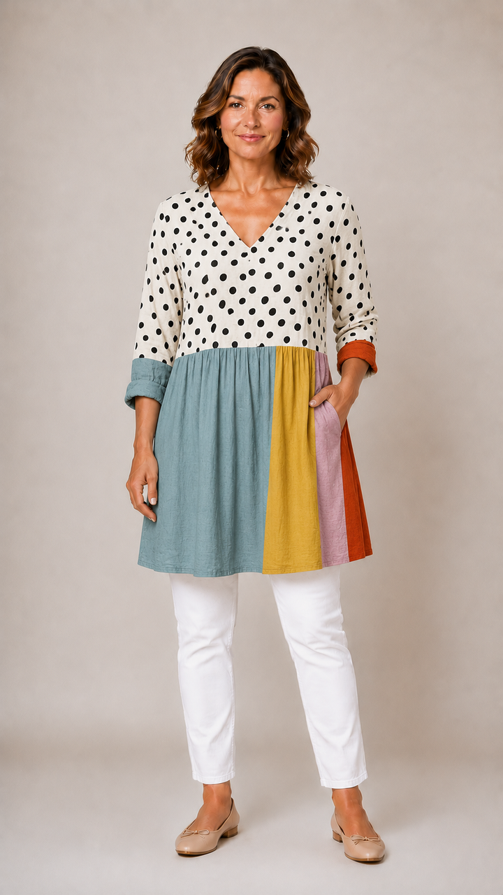 Jacqueline™ Long Blouse with V-Neck