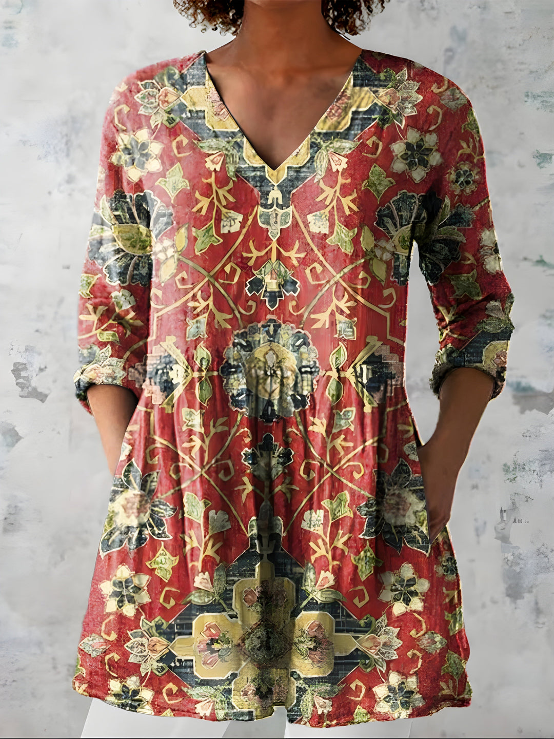 Amoura™ Long Blouse with V-Neck