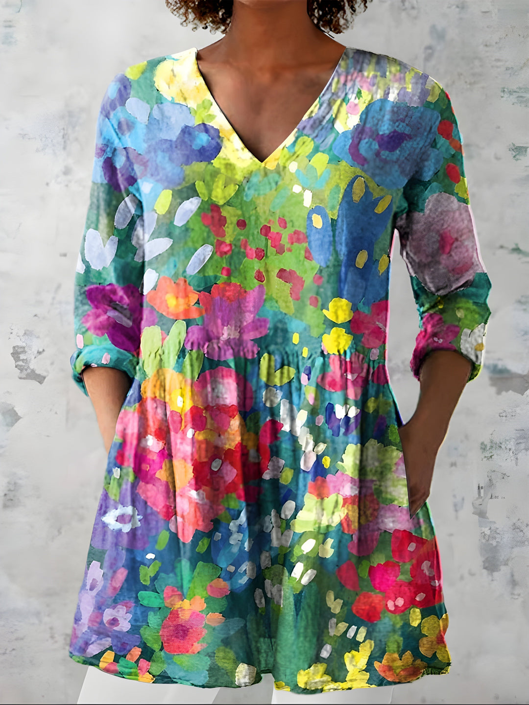 Millie™ Long Blouse with V-Neck