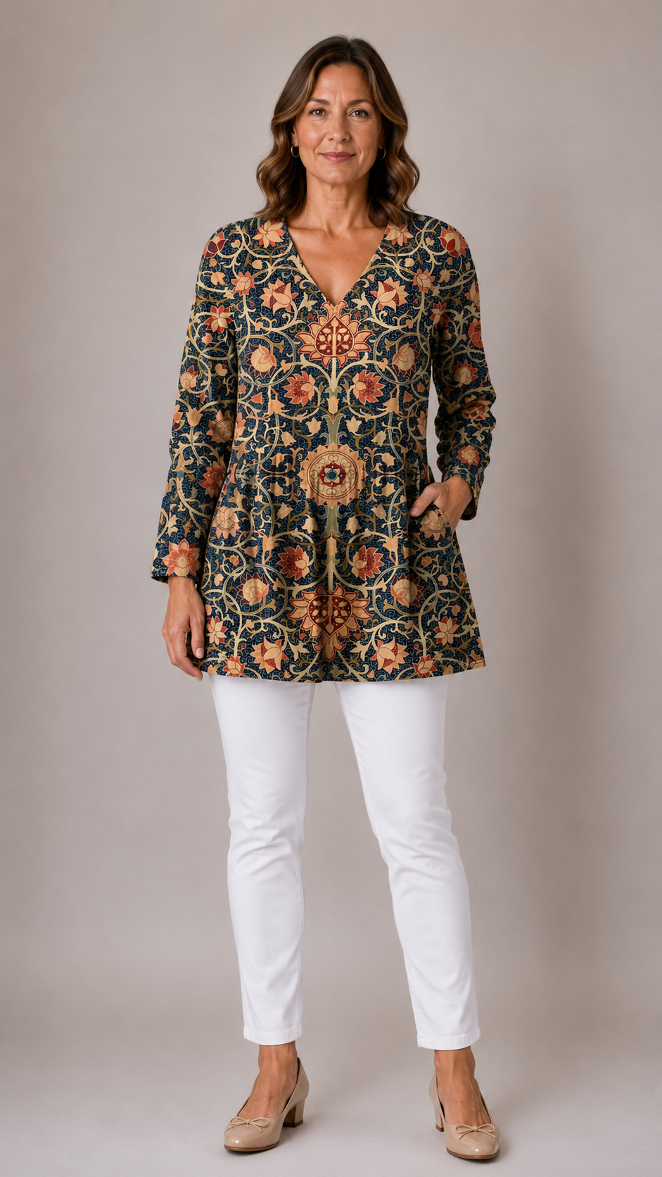 Lilian™ Long Blouse with V-Neck