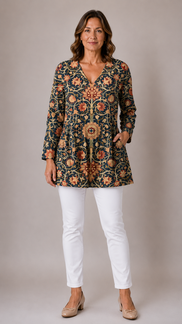 Lilian™ Long Blouse with V-Neck