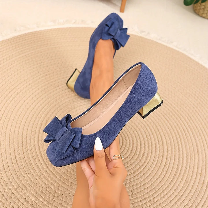 Grecia Bow Block Heel Pumps