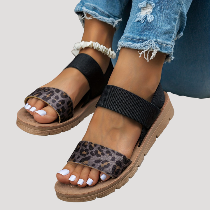 Cassandra™ | Leopard Print Cross-Strap Sandal for Easy Summer Days