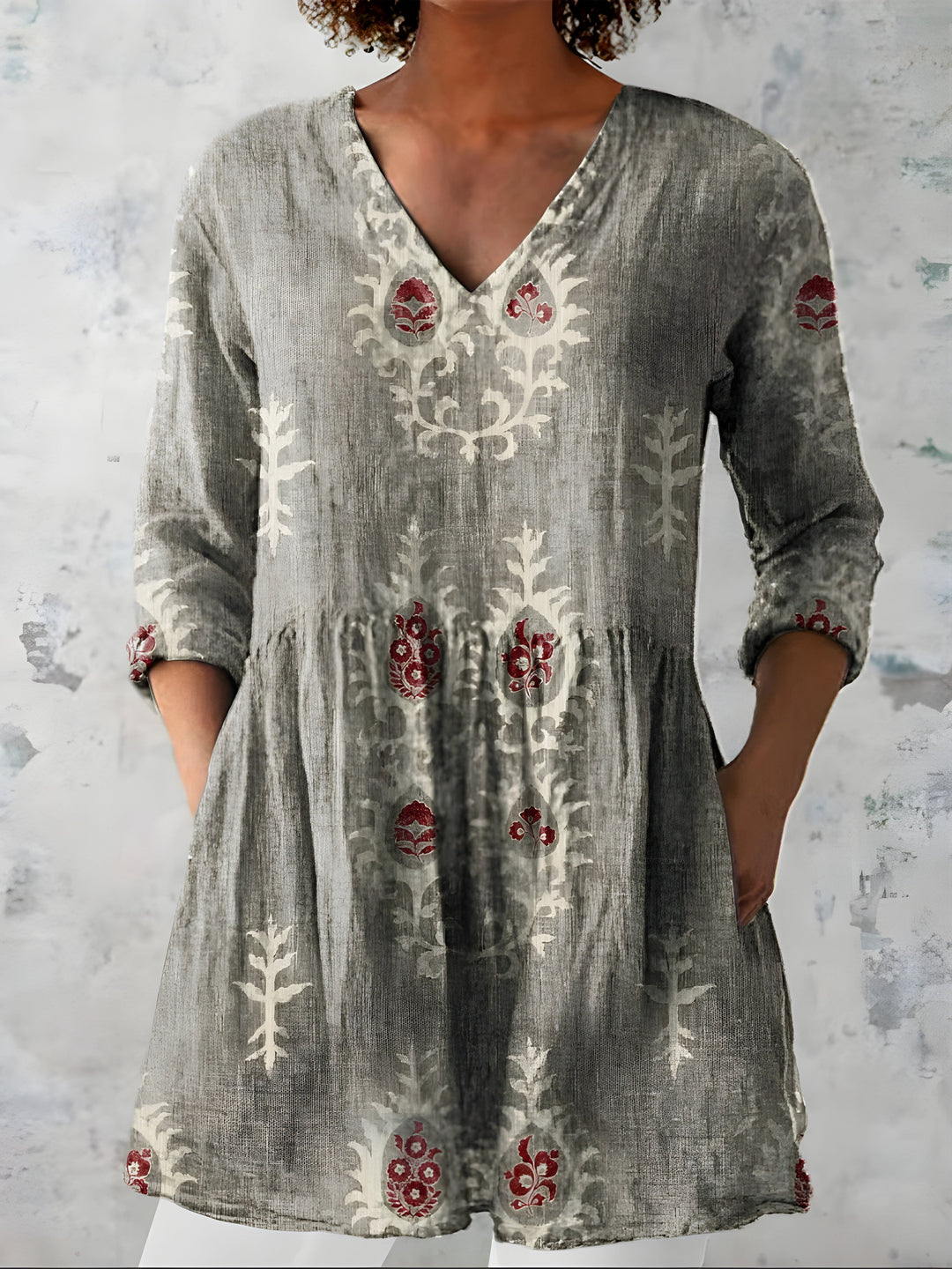 Everly™ Long Blouse with V-Neck