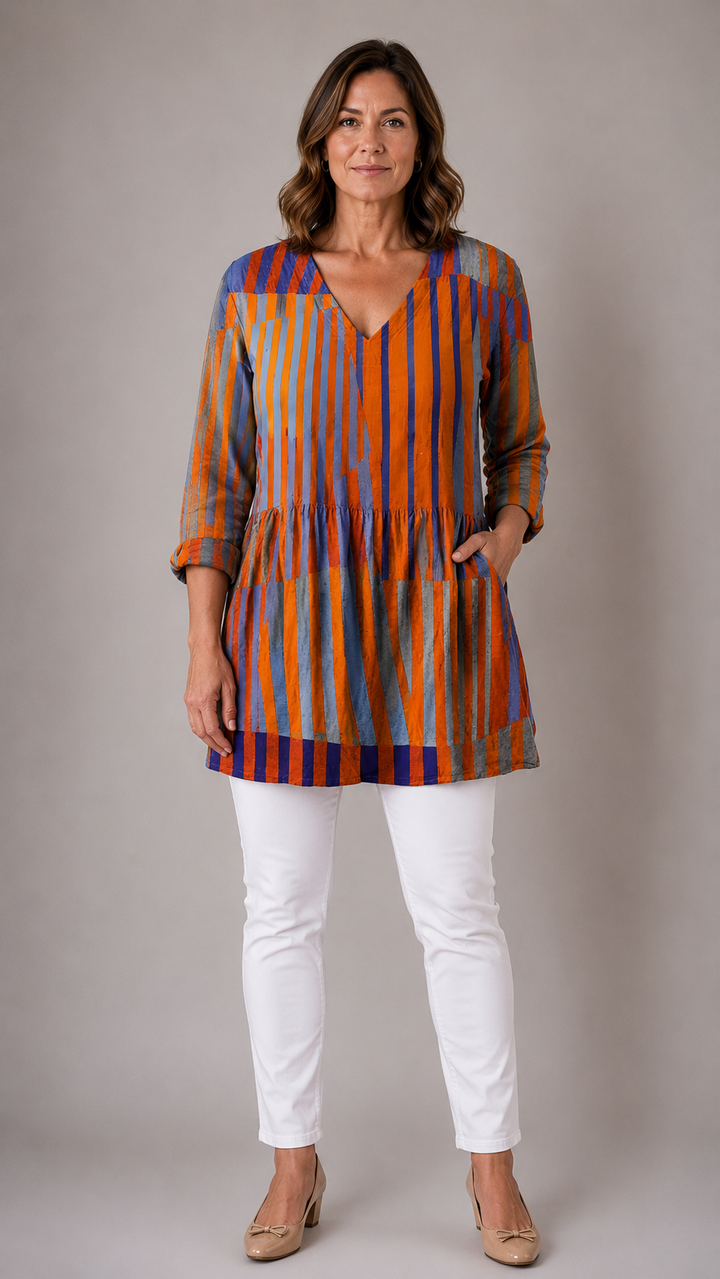 Amaia™ Long Blouse with V-Neck