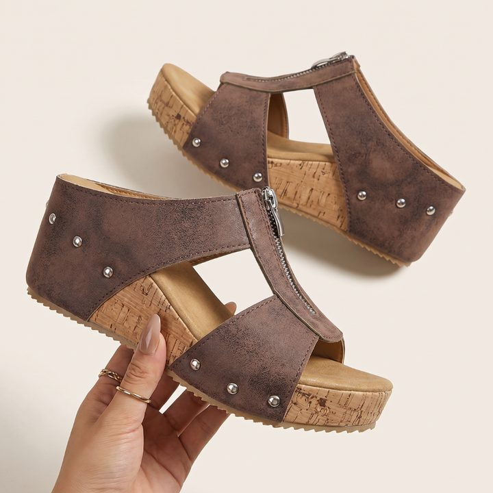 Lily | Comfortable Wedge Sandals With Zip Closure