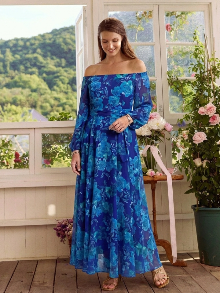 Aspen | Off Shoulder Floral Maxi Dress