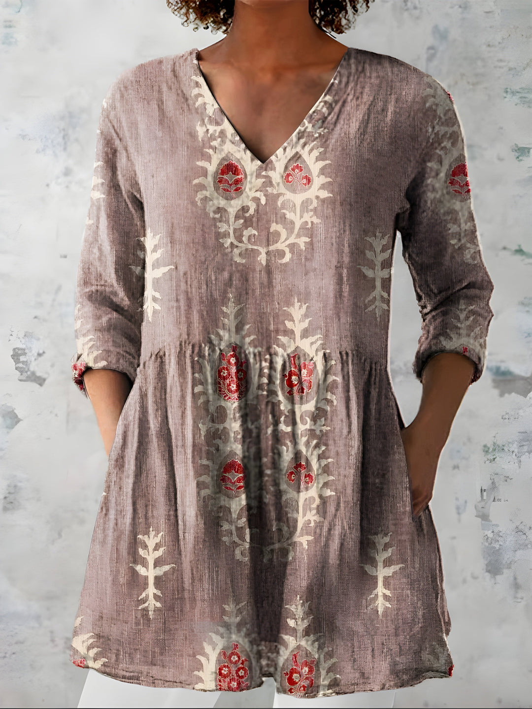Everly™ Long Blouse with V-Neck