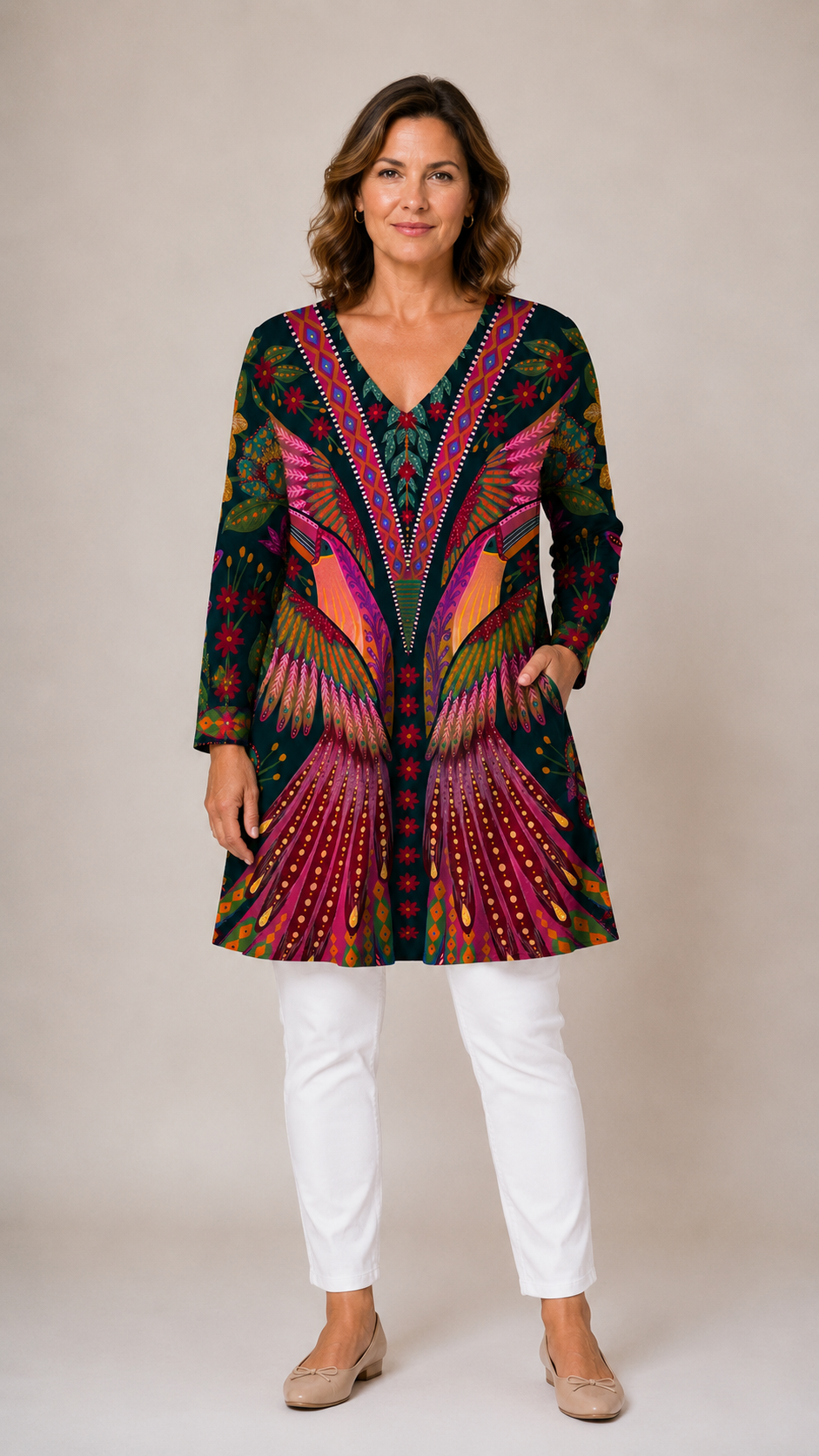 Jayla™ Long Blouse with V-Neck