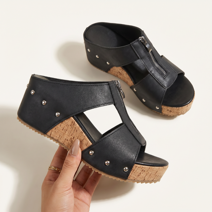 Lily | Comfortable Wedge Sandals With Zip Closure