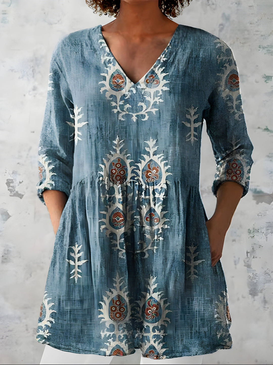 Everly™ Long Blouse with V-Neck