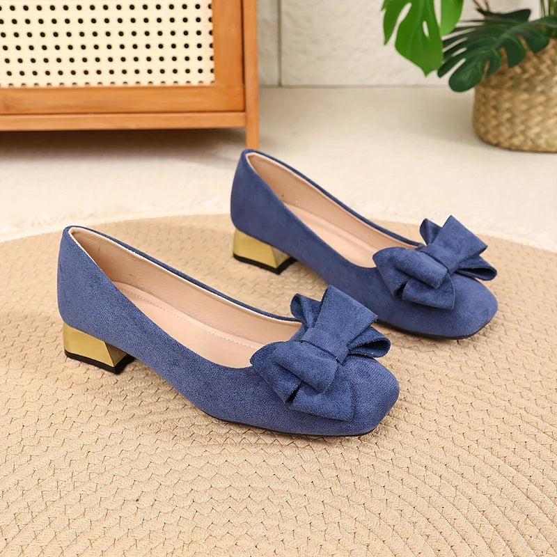 Grecia Bow Block Heel Pumps