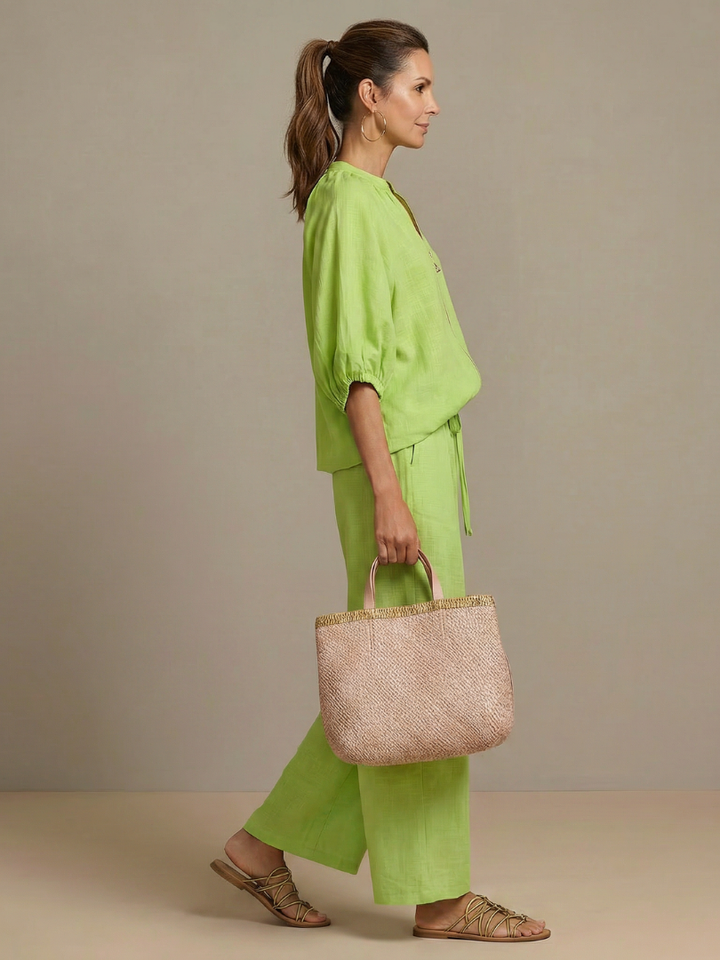 Jullia | Zip Front Blouson Top Wide Leg Set