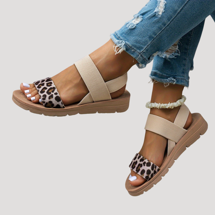 Cassandra™ | Leopard Print Cross-Strap Sandal for Easy Summer Days