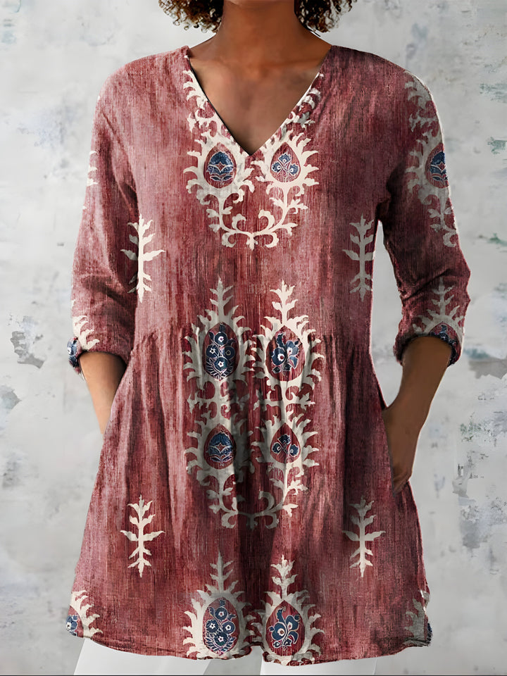 Everly™ Long Blouse with V-Neck