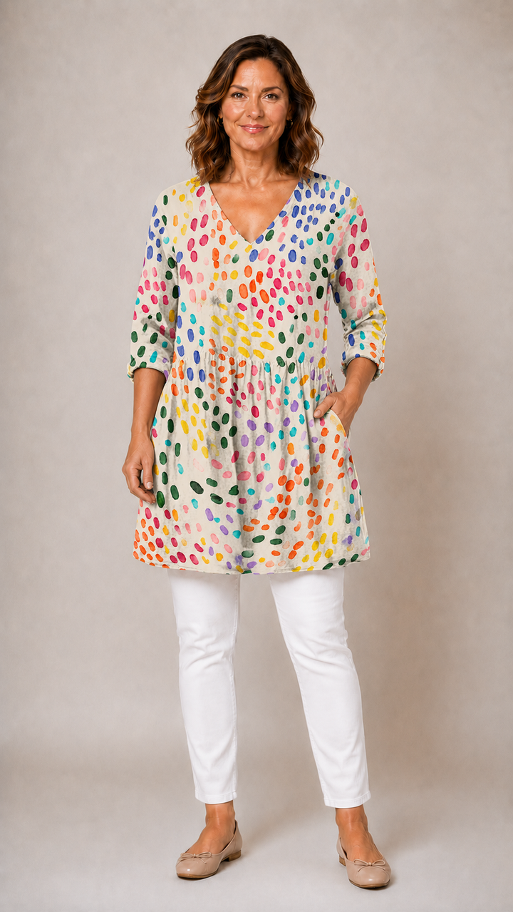 Everlee™ Long Blouse with V-Neck