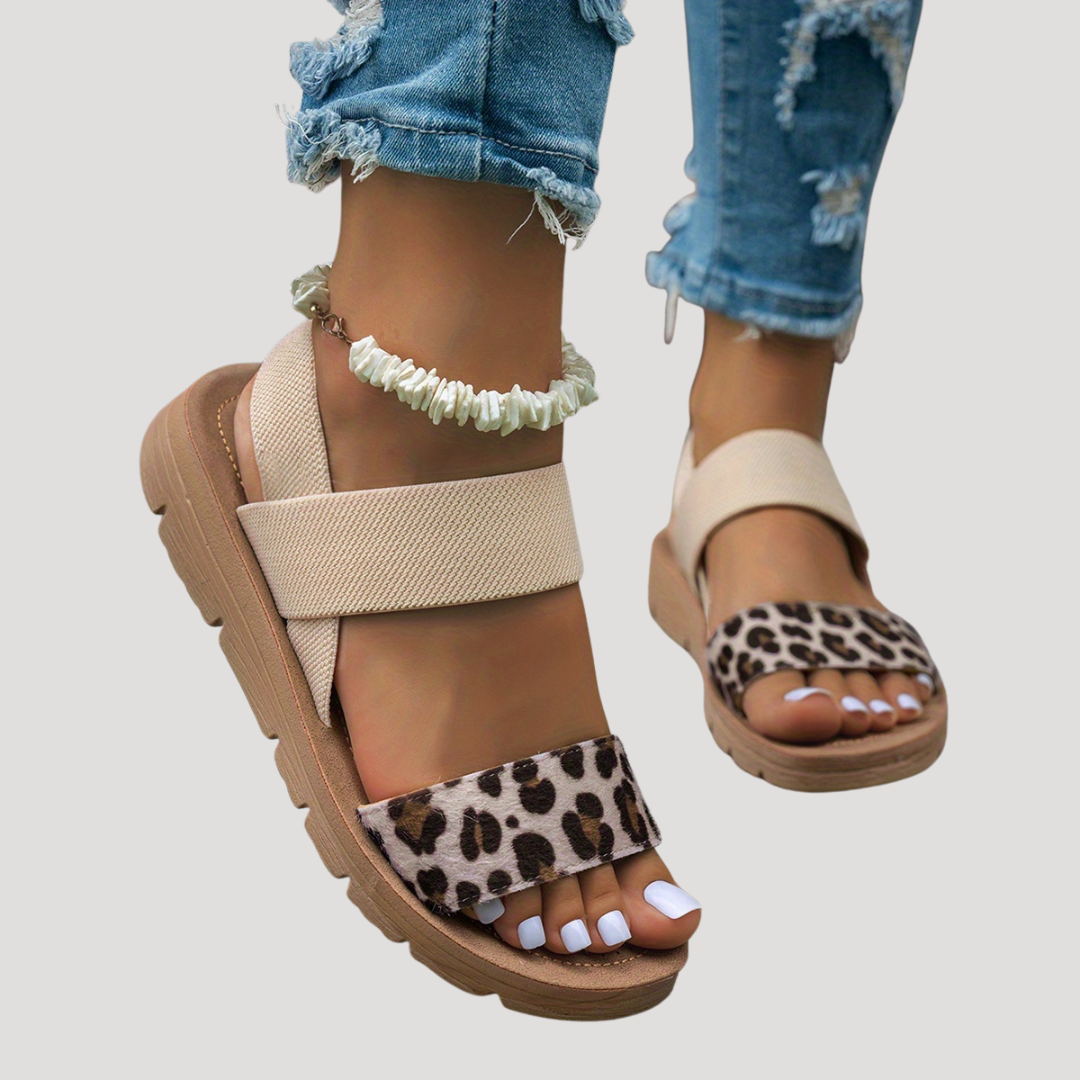 Cassandra™ | Leopard Print Cross-Strap Sandal for Easy Summer Days