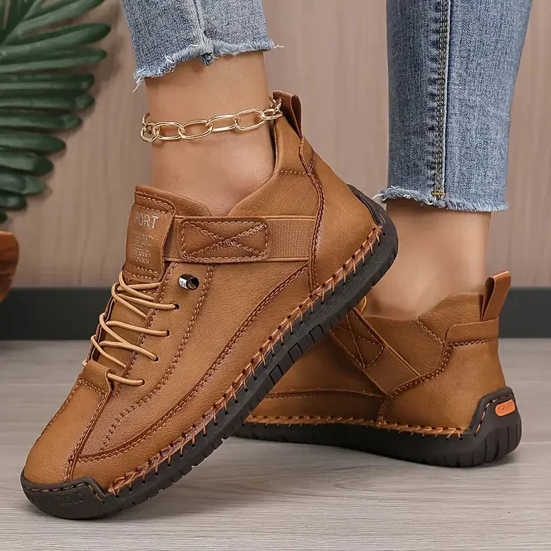 Clover comfort sneakers, three-quarter view showing the breathable knit upper