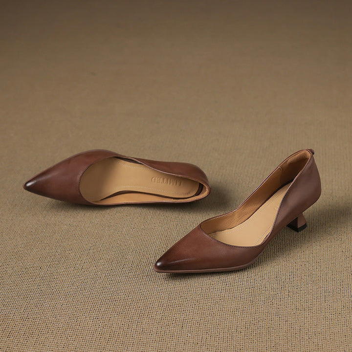 Calenne Leather Kitten Heels