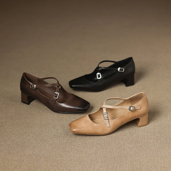 Marvane Leather Kitten Heels