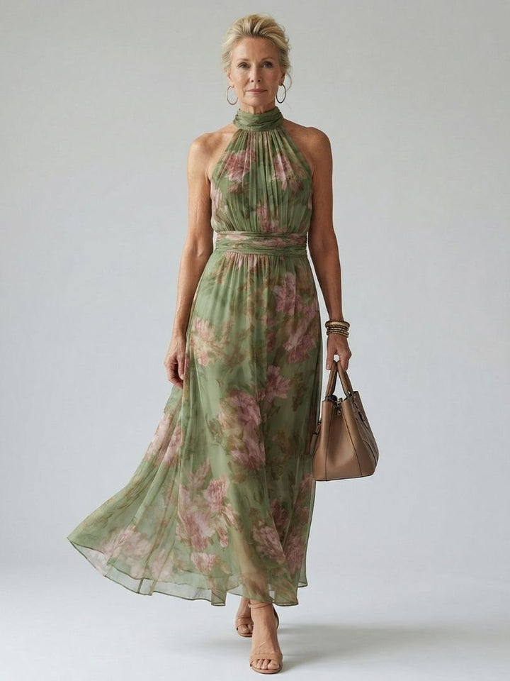 Myra | Gathered Halter Midi Dress