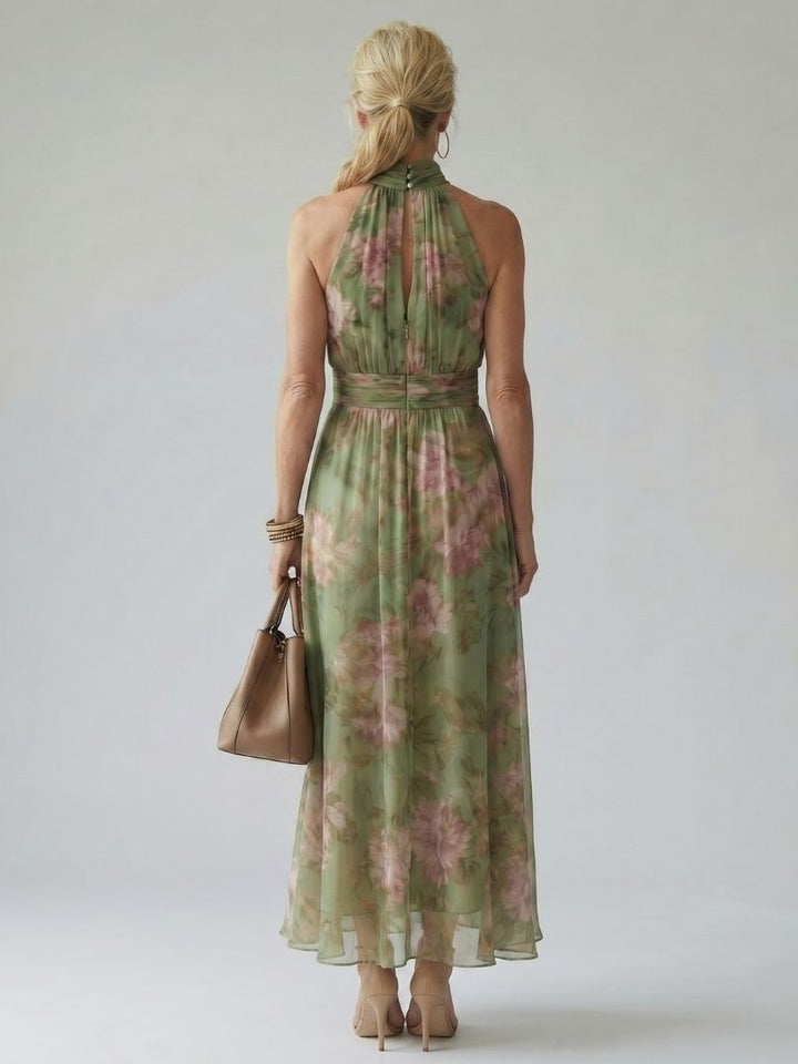 Myra | Gathered Halter Midi Dress