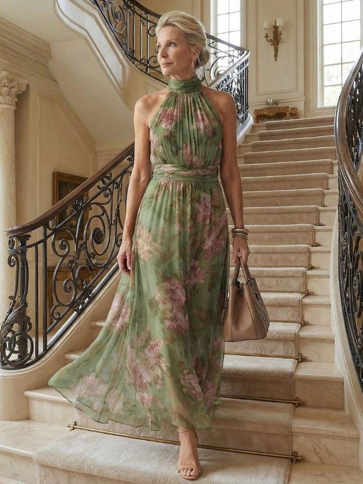 Myra | Gathered Halter Midi Dress