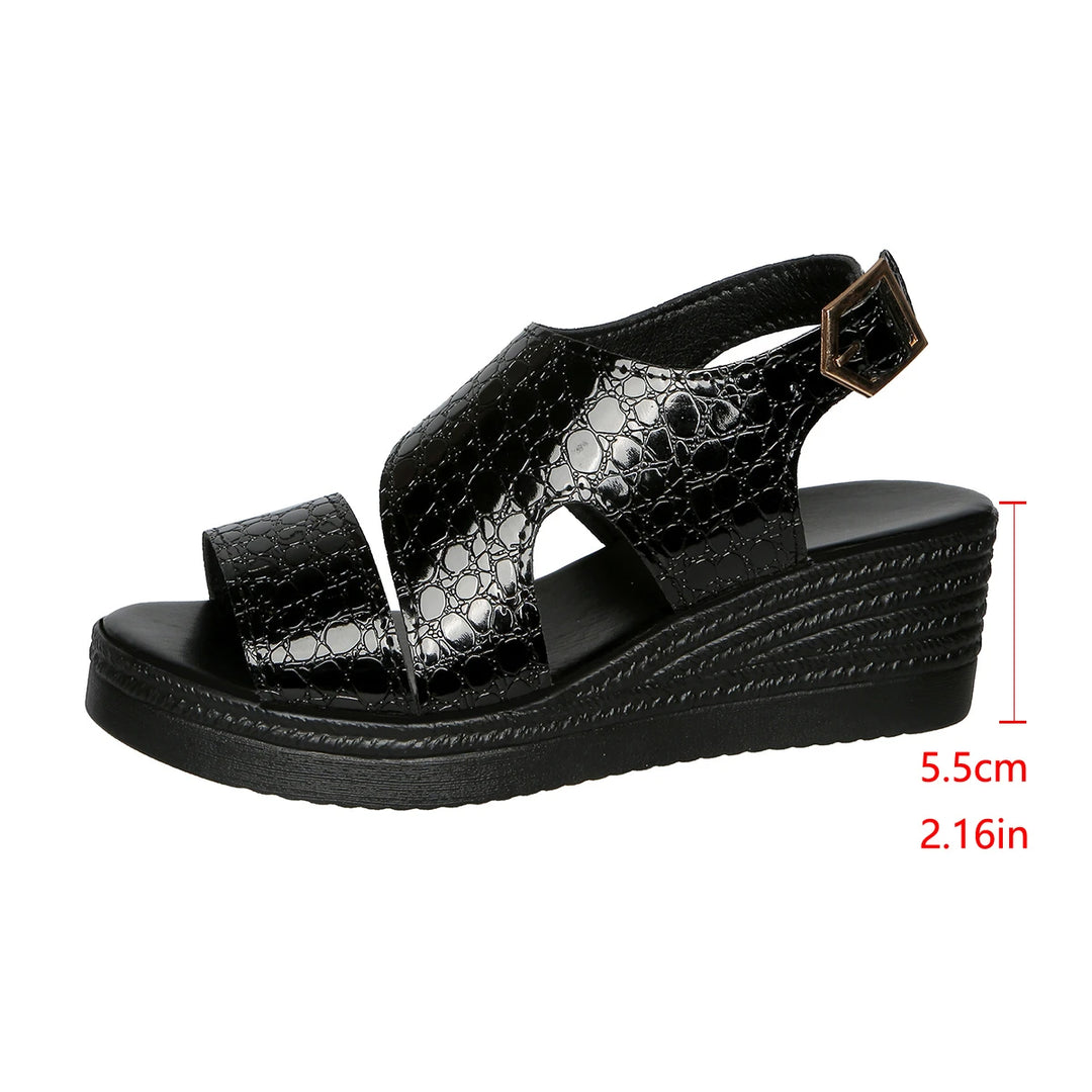 Mode dames sandalen met dikke sleehak, open teen, gesp en enkelband, dik platform, casual zomerstrand schoenen
