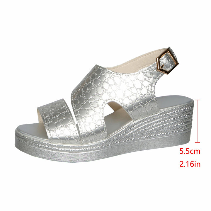 Mode dames sandalen met dikke sleehak, open teen, gesp en enkelband, dik platform, casual zomerstrand schoenen