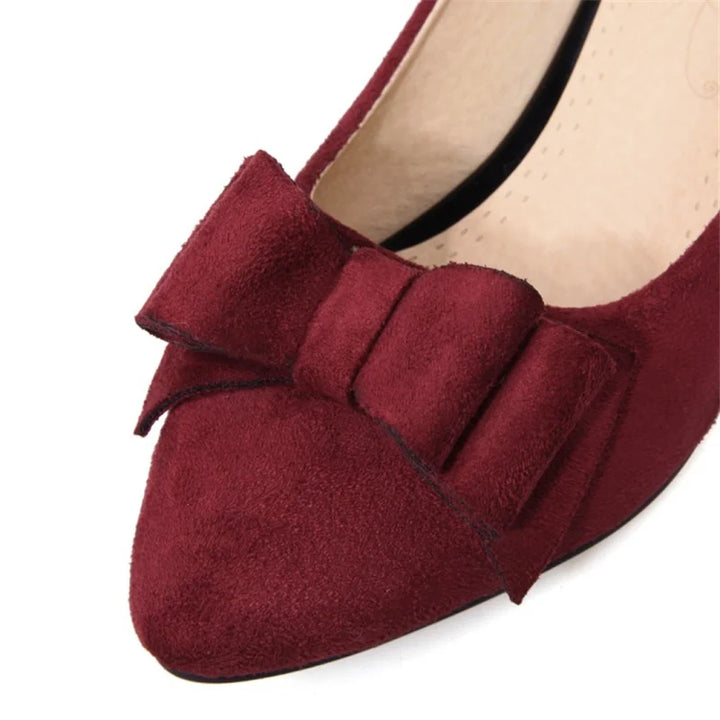 Casual Lage Hakken Schoenen Vrouw Zoete Strik Pompen Mode Rood Blauw Kudde Korte Hakken Party Kantoor Schoenen Dames Grote Maat 45 48