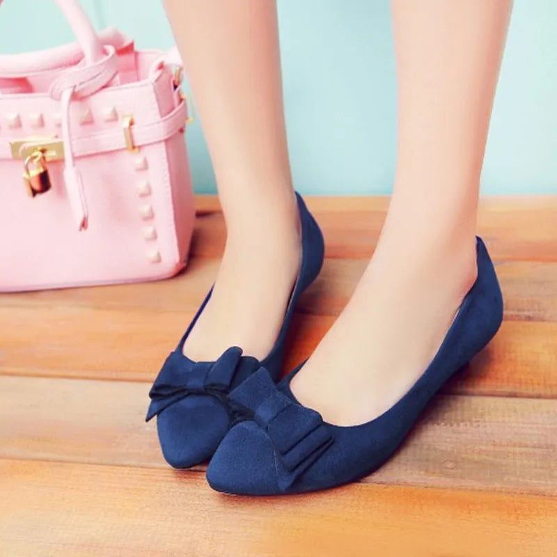 Casual Lage Hakken Schoenen Vrouw Zoete Strik Pompen Mode Rood Blauw Kudde Korte Hakken Party Kantoor Schoenen Dames Grote Maat 45 48