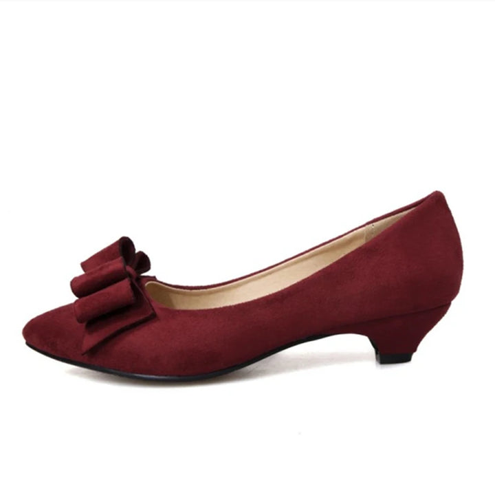 Casual Lage Hakken Schoenen Vrouw Zoete Strik Pompen Mode Rood Blauw Kudde Korte Hakken Party Kantoor Schoenen Dames Grote Maat 45 48