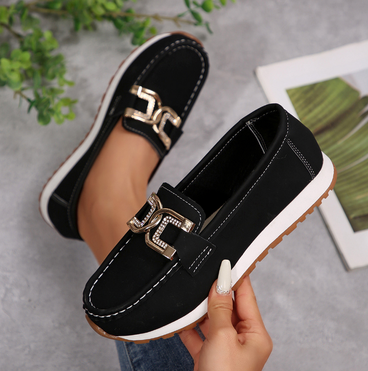 Emma - Chic Diamond Buckle Loafers